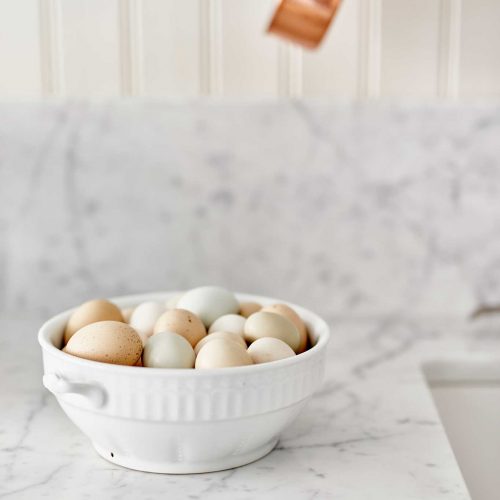 Cream colored Scandinavian Shaker Kitchen Marble Countertop Organic Egg